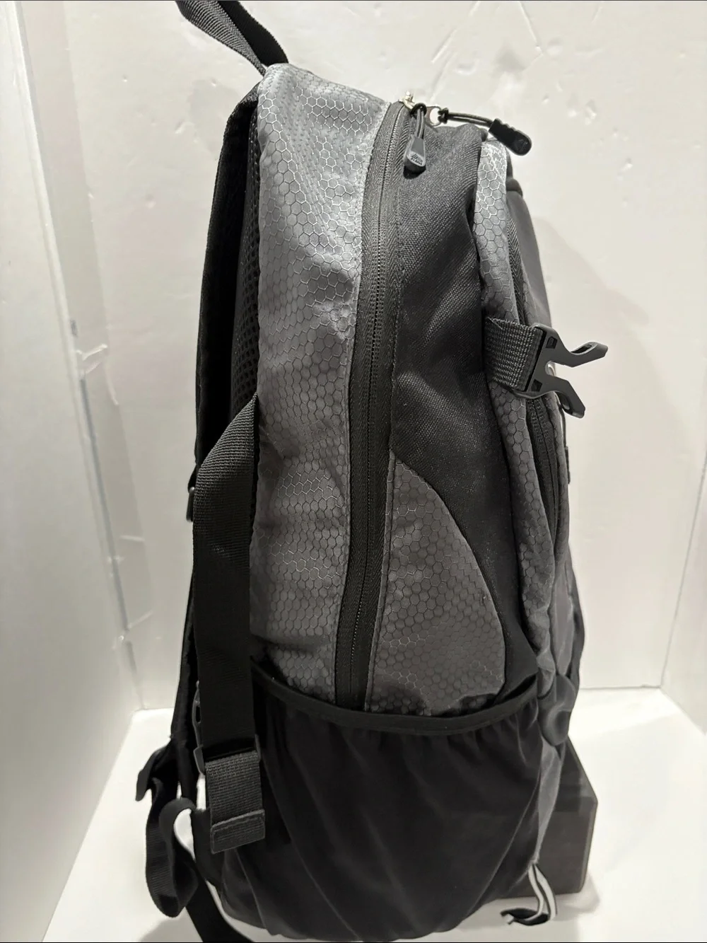 RBX Black and Gray Hex-Pattern Backpack with Front Zipper